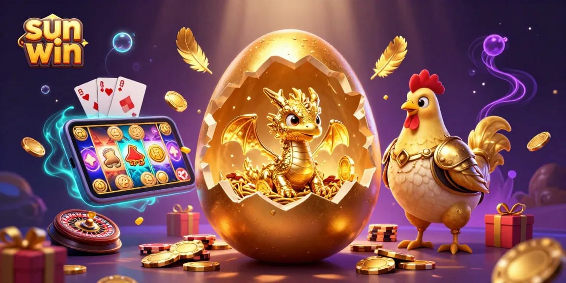 Play and win big with sun win – a golden dragon on chips, showcasing vibrant casino elements!