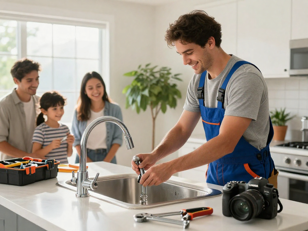 Professional plumber Fort Worth repairing a kitchen sink with care.