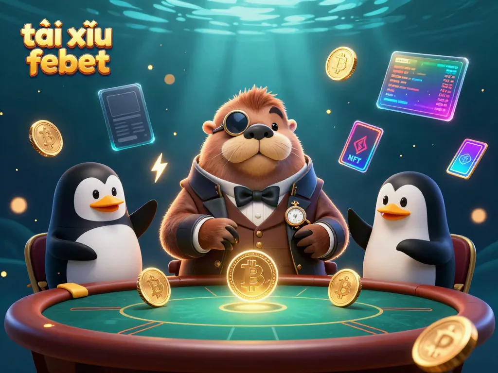 Experience the excitement of tài xỉu febet with lively characters at an underwater poker game.