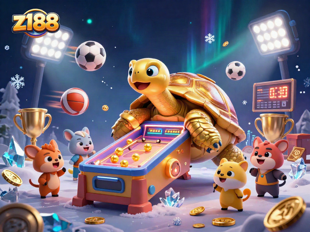 Experience z188's exciting gaming action with a vibrant 3D casino illustration featuring thrilling sports elements.