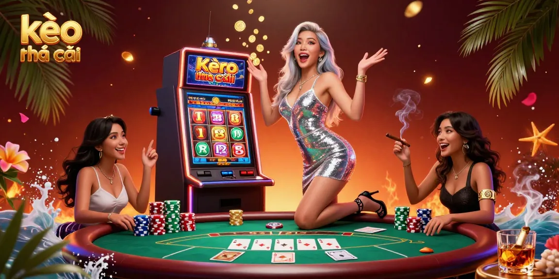 Experience kèo nhà cái excitement with a festive Asian woman celebrating a jackpot at a vibrant casino scene.