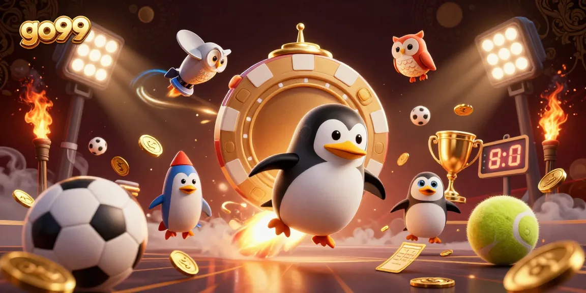 Experience exciting wins at go99 with a golden penguin racing to a casino in space.