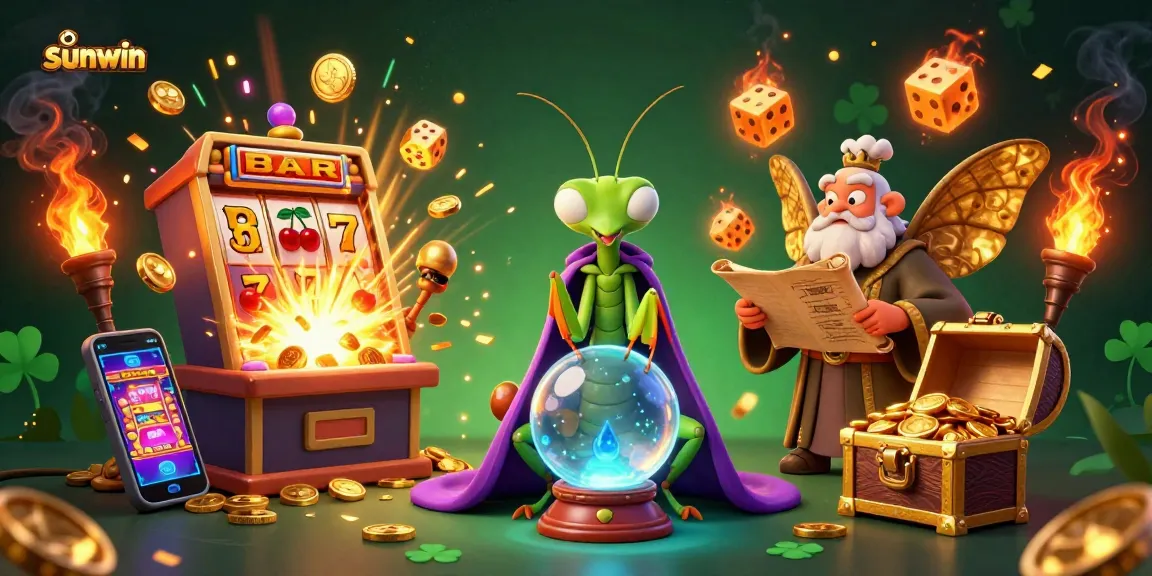 Experience thrilling wins at sunwin with a dynamic casino scene featuring fortune tellers and jackpot elements.